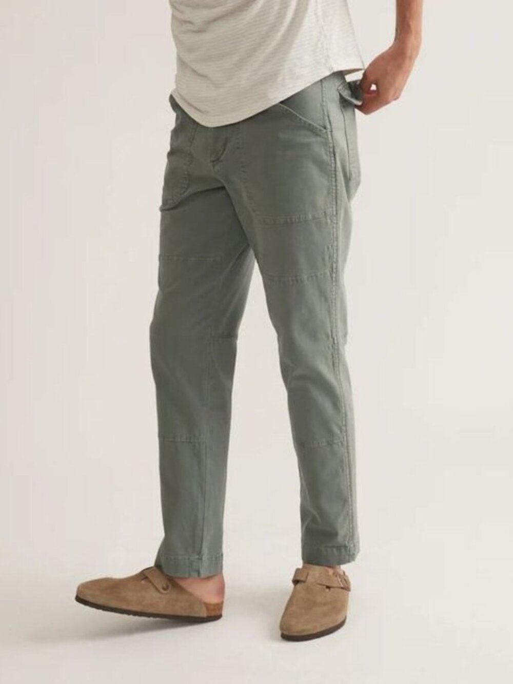 Marine Layer Men's Breyer Relaxed Utility Pants Vetiver Sz 33 Double Knee Green